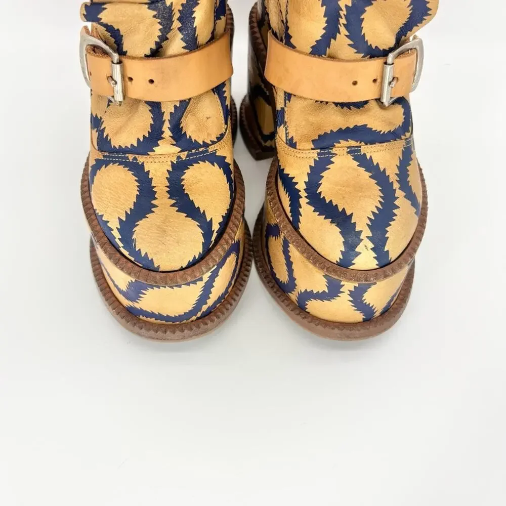 Vivienne Westwood Runway 2013 Pirate Clomper Squiggle Print Platform Boots 36
